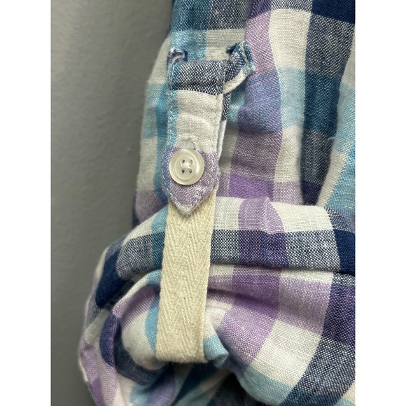 Report‎ Collection Resort Shirt Mens Large Plaid Linen Button Up Pocket Casual - Picture 4 of 9
